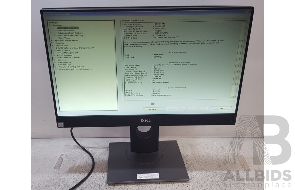 Dell OptiPlex 7470 AIO Intel Core i5 (9500) 3.00GHz-4.40GHz 6-Core CPU 23.8-Inch Touchscreen All-in-One Computer