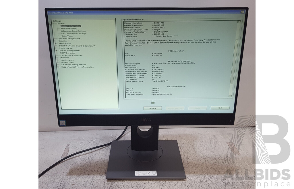 Dell OptiPlex 7470 AIO Intel Core i5 (9500) 3.00GHz-4.40GHz 6-Core CPU 23.8-Inch Touchscreen All-in-One Computer