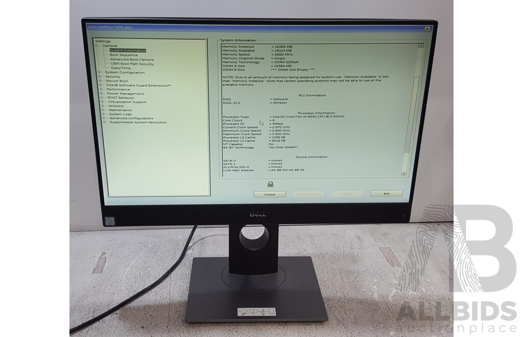 Dell OptiPlex 7470 AIO Intel Core i5 (9500) 3.00GHz-4.40GHz 6-Core CPU 23.8-Inch Touchscreen All-in-One Computer