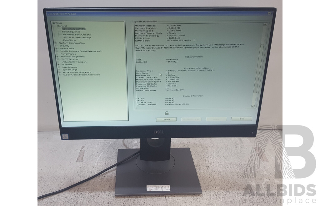 Dell OptiPlex 7470 AIO Intel Core i5 (9500) 3.00GHz-4.40GHz 6-Core CPU 23.8-Inch Touchscreen All-in-One Computer