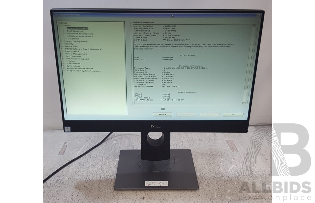 Dell OptiPlex 7470 AIO Intel Core i5 (9500) 3.00GHz-4.40GHz 6-Core CPU 23.8-Inch Touchscreen All-in-One Computer