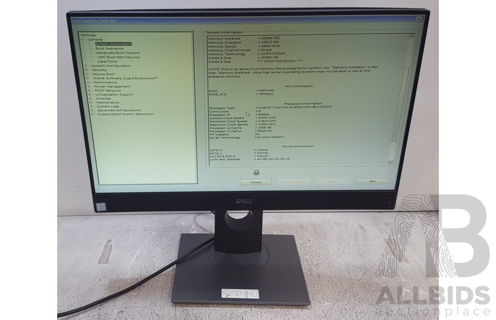 Dell OptiPlex 7470 AIO Intel Core i5 (9500) 3.00GHz-4.40GHz 6-Core CPU 23.8-Inch Touchscreen All-in-One Computer