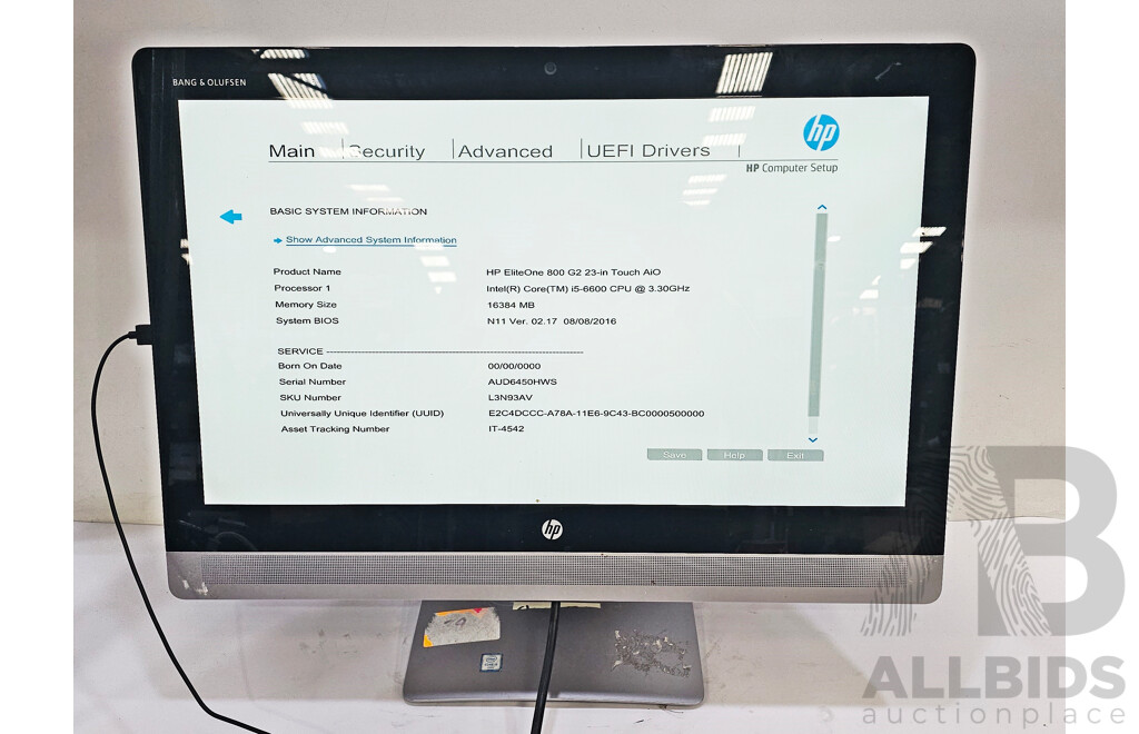 HP EliteOne 800 G2 Intel Core i5 (6600) 3.30GHz-3.90GHz 4-Core CPU 23-Inch Touchscreen All-in-One Computer