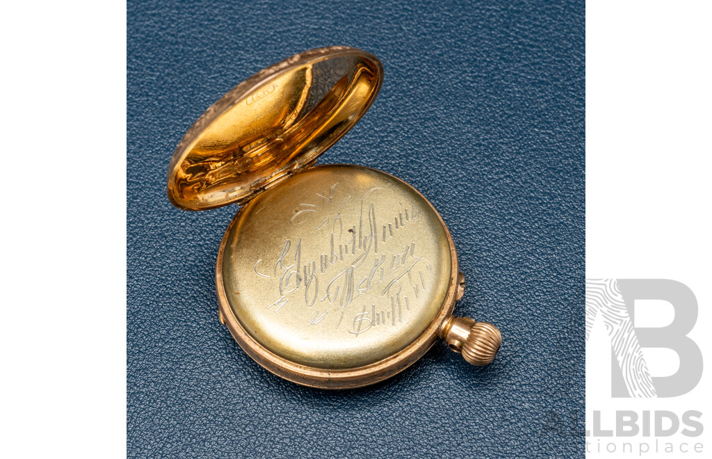 Antique 14k Ladies Open Face Pocket/fob Watch, C.1900, 35mm, 38.33 Grams