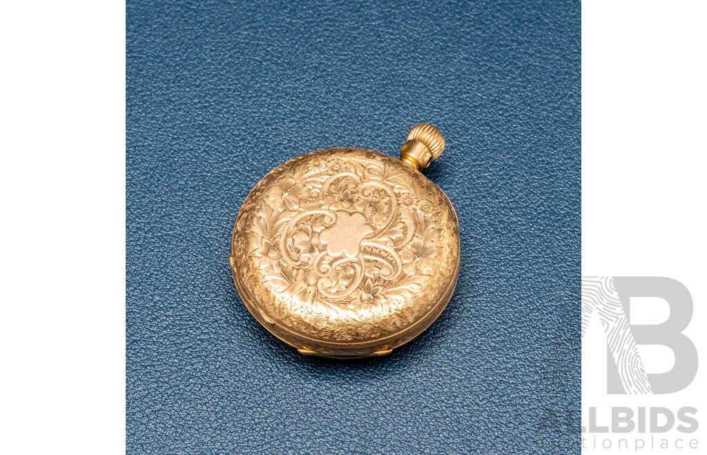 Antique 14k Ladies Open Face Pocket/fob Watch, C.1900, 35mm, 38.33 Grams