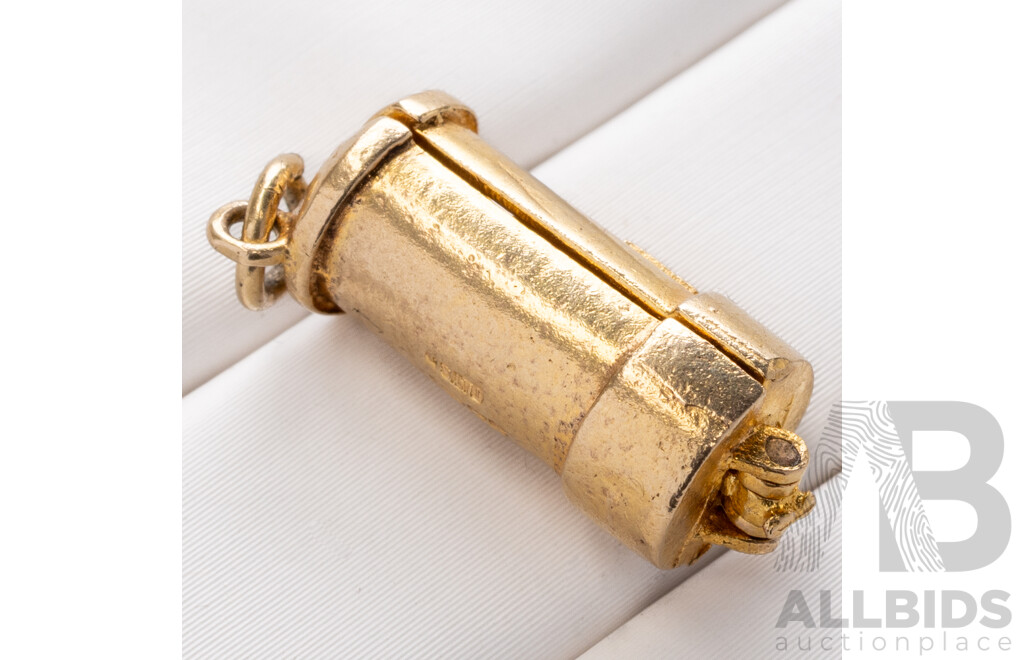 9ct Vintage Opening Mailbox Charm, 12mm, 2.93 Grams