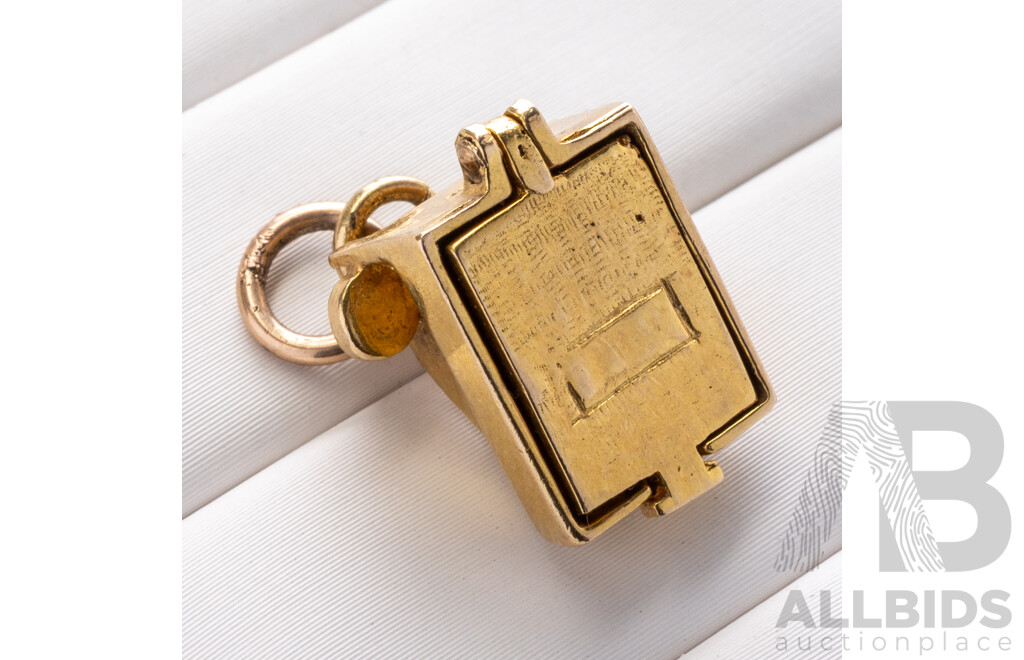 9ct Vintage Opening Telephone Charm, 10mm x 14mm, 1.50 Grams