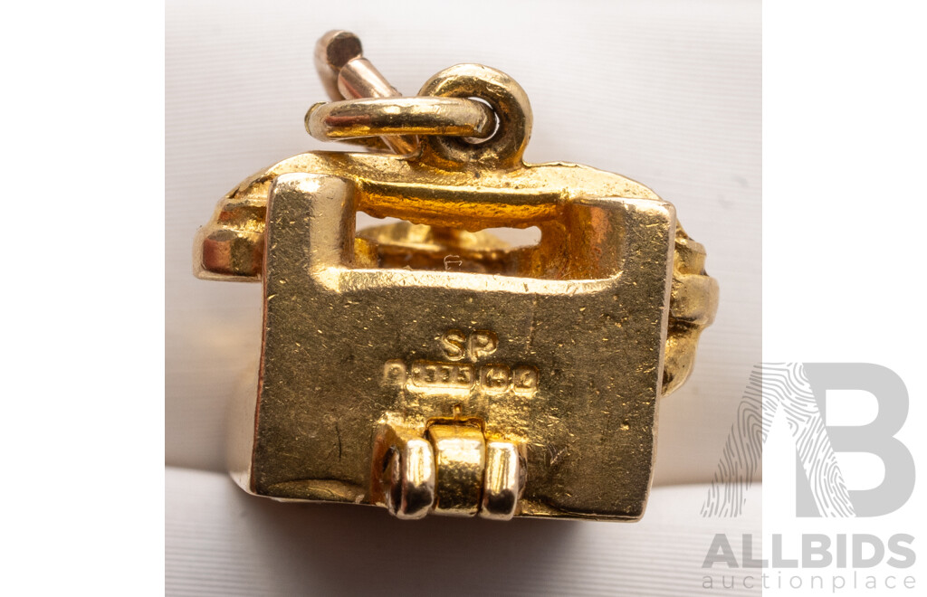 9ct Vintage Opening Telephone Charm, 10mm x 14mm, 1.50 Grams