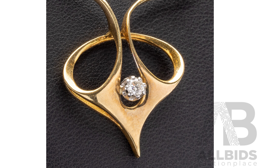 9ct Diamond Pendant on Fixed Chain Necklace, Est TDW 0.10ct, 42cm, 9.19 Grams