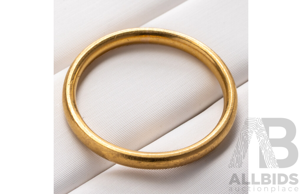 22ct Vintage Fine Curb Profile Wedding Ring, Size M, 3.13 Grams