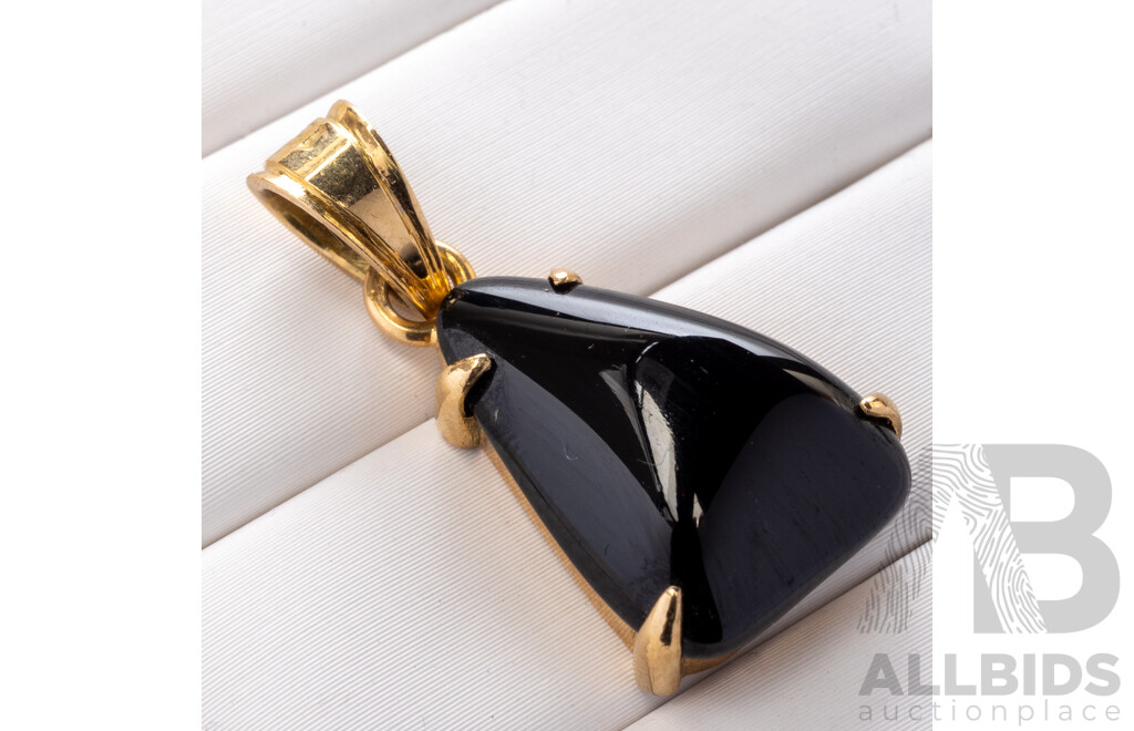 18ct Vintage Garnet Cabochon Pendant, 25mm Long, 4.33 Grams