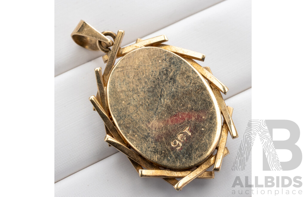 9ct Vintage Opal Doublet Pendant, 32mm Long, 4.52 Grams