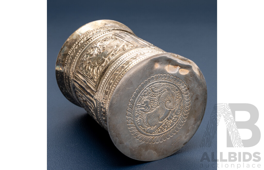 Antique Burmese Silver Betel Box (canister) Circa Early 1900's, 85mm, 88.0 Grams