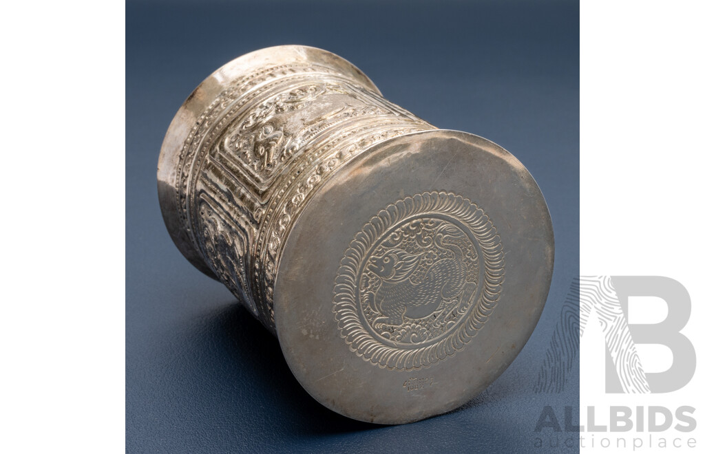 Antique Burmese Silver Betel Box (canister) Circa Early 1900's, 85mm, 89.0 Grams