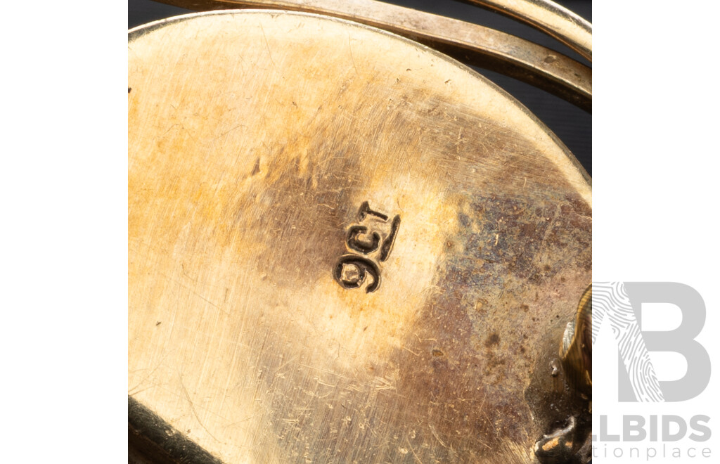 9ct Vintage Opal Doublet Brooch, 40mm, 5.36 Grams