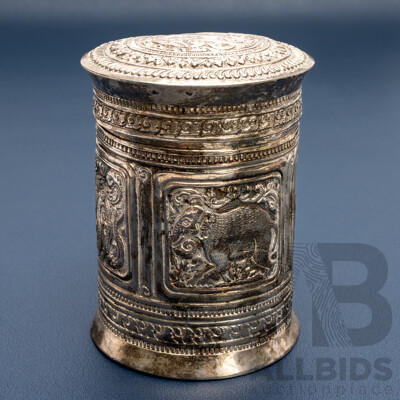 Antique Burmese Silver Betel Box (canister) Circa Early 1900's, 85mm, 88.0 Grams