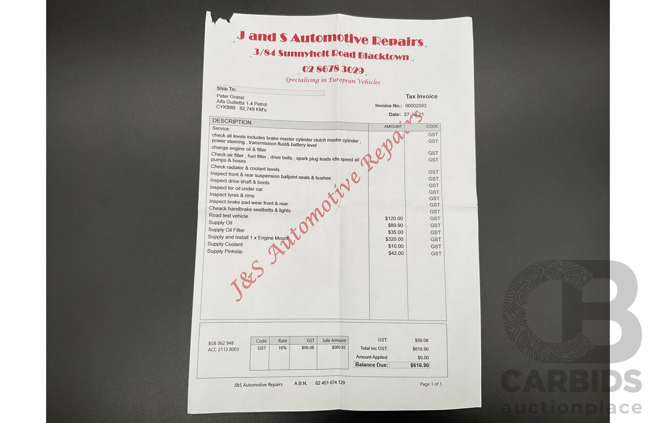 4/2015 Alfa Romeo Giulietta Distinctive MY15 5d Hatchback Alfa Red Turbo 1.4L