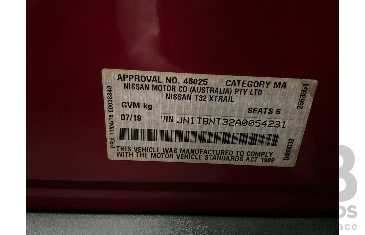 07/2019 Nissan X-Trail ST (4WD) T32 Series II 4d Wagon Ruby Red 2.5L