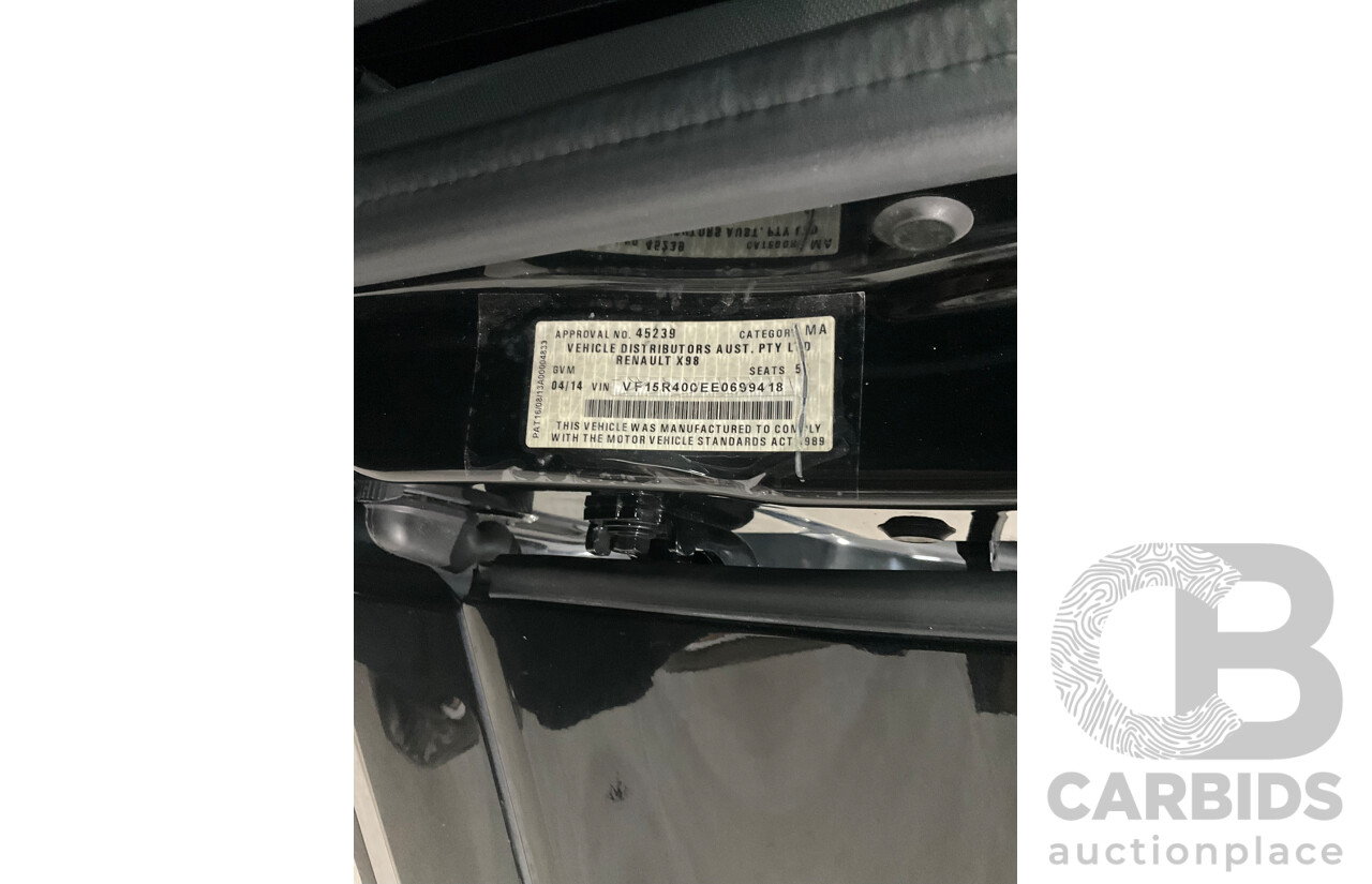 4/2014 Renault Clio Expression X98 5d Hatchback Diamond Black Turbo 1.2L