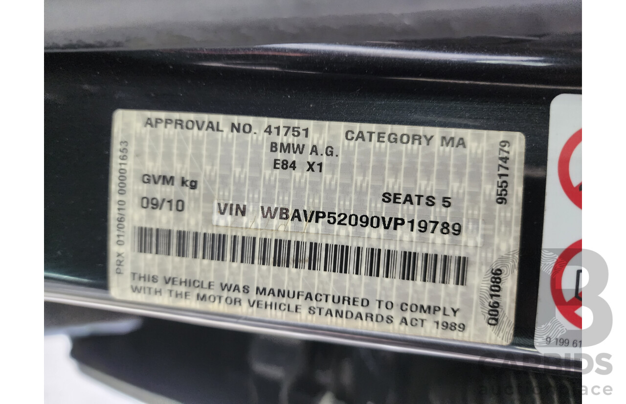 9/2010 Bmw X1 Xdrive 23d E84 4d Wagon Black 2.0L