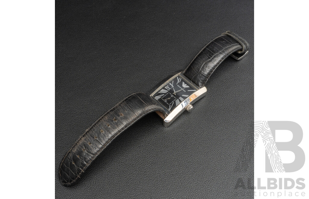 Emporio Armani Mens Dress Watch, AR-0143, 30mm Silver/black