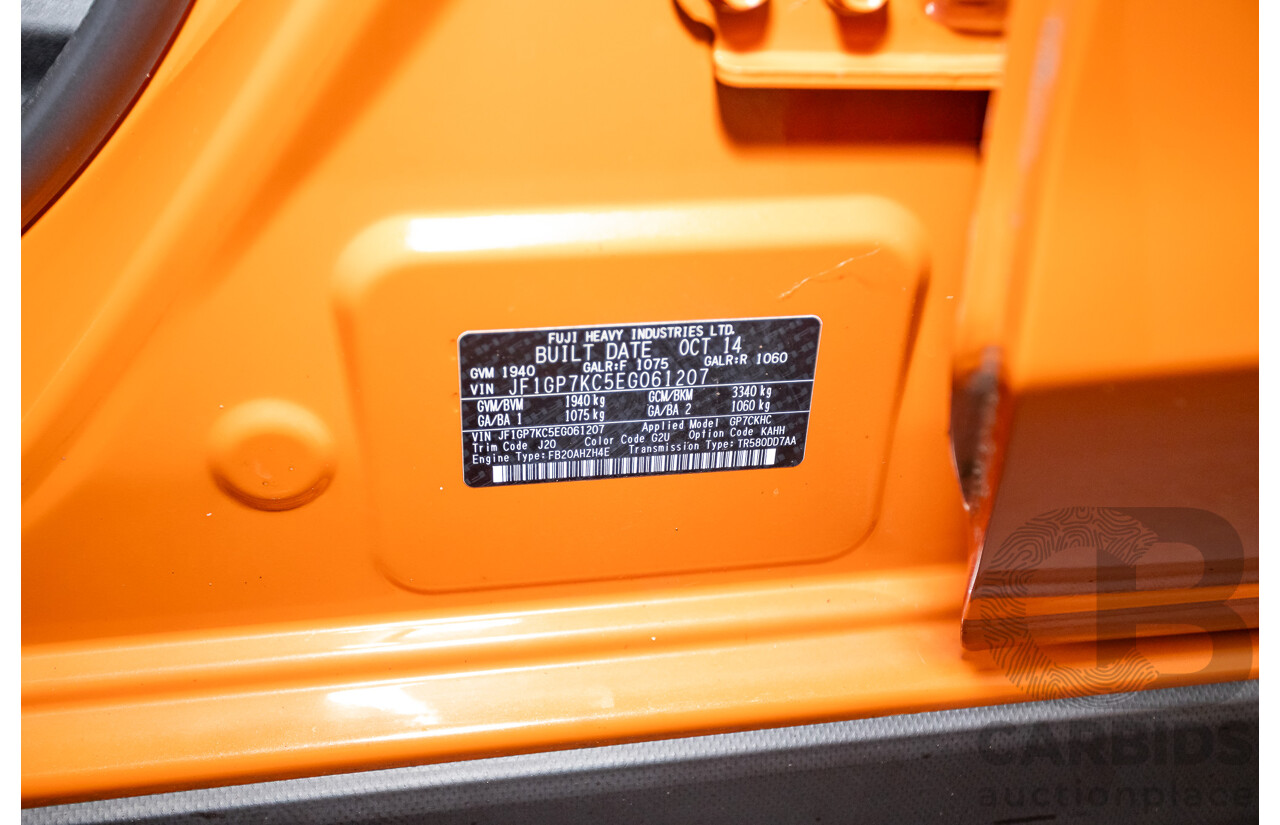 03/2015 Subaru XV 2.0i-S AWD MY14 4D Wagon Tangerine Orange 2.0L