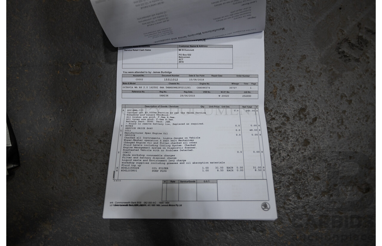 06/2015 Skoda Octavia RS 162 TSI NE MY15 4d Wagon Race Blue Metallic Turbo 2.0L