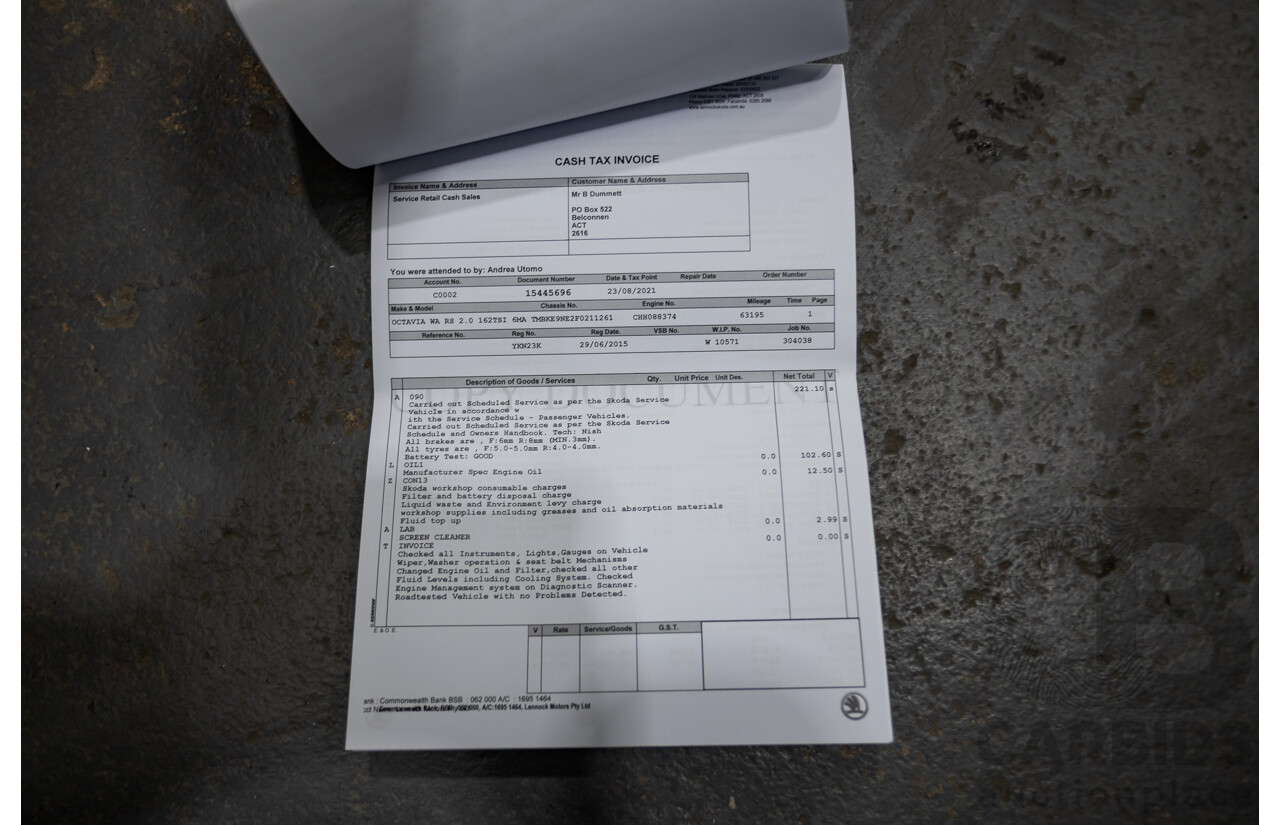 06/2015 Skoda Octavia RS 162 TSI NE MY15 4d Wagon Race Blue Metallic Turbo 2.0L