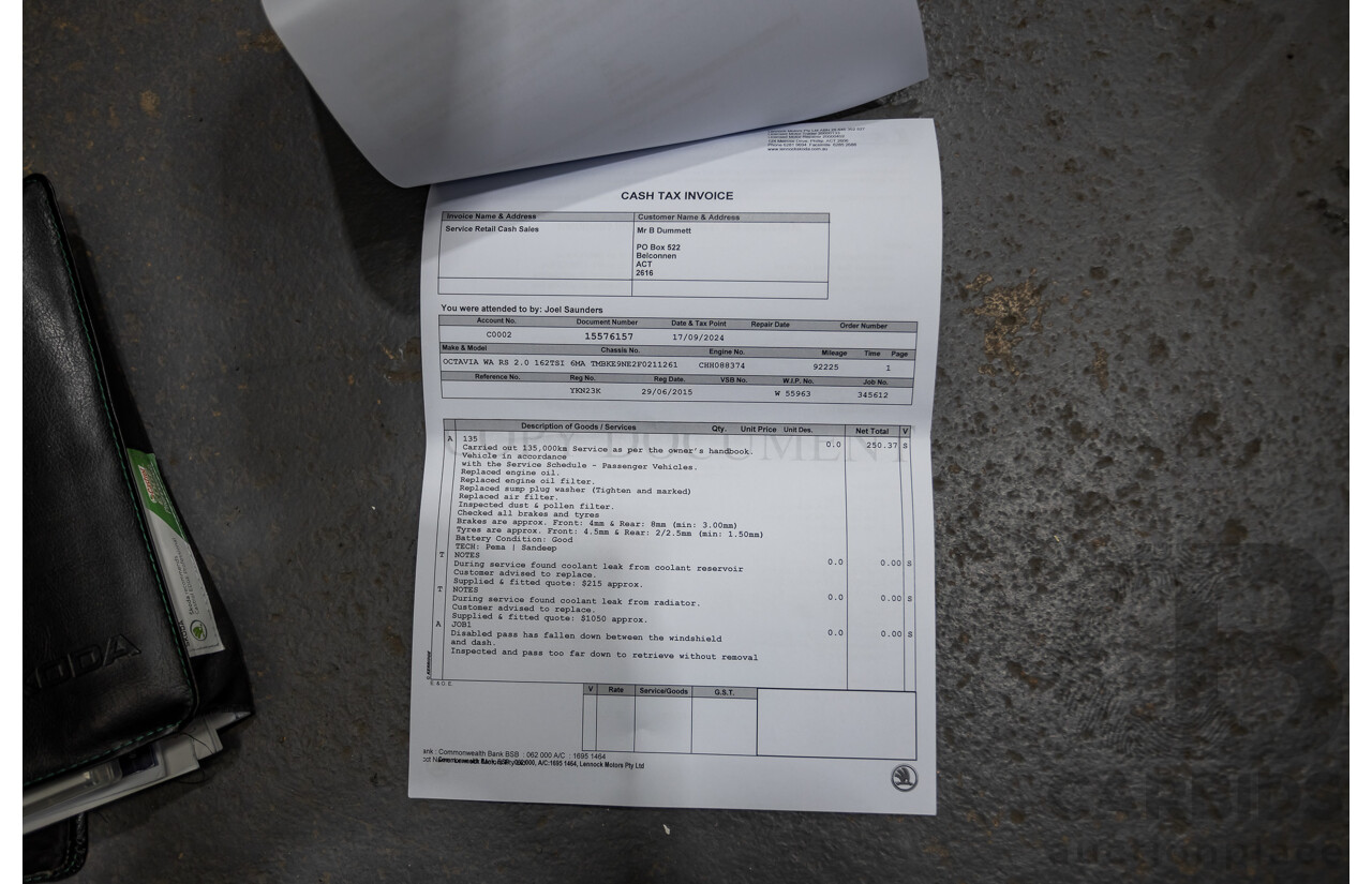 06/2015 Skoda Octavia RS 162 TSI NE MY15 4d Wagon Race Blue Metallic Turbo 2.0L