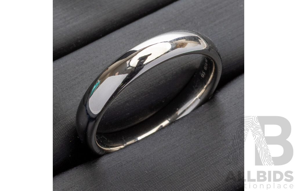 Authentic Tiffany & Co. 4mm Platinum Wedding Ring, Size P1/2, 8.22 Grams - NEW with Box, Bag & Receipt