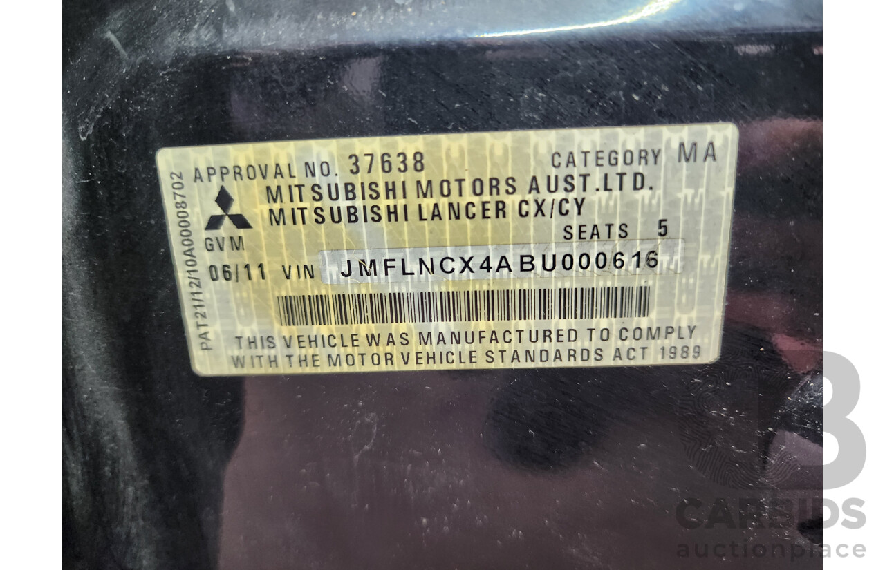6/2011 Mitsubishi Lancer VR Sportback CJ MY10 5d Hatchback Black 2.0L