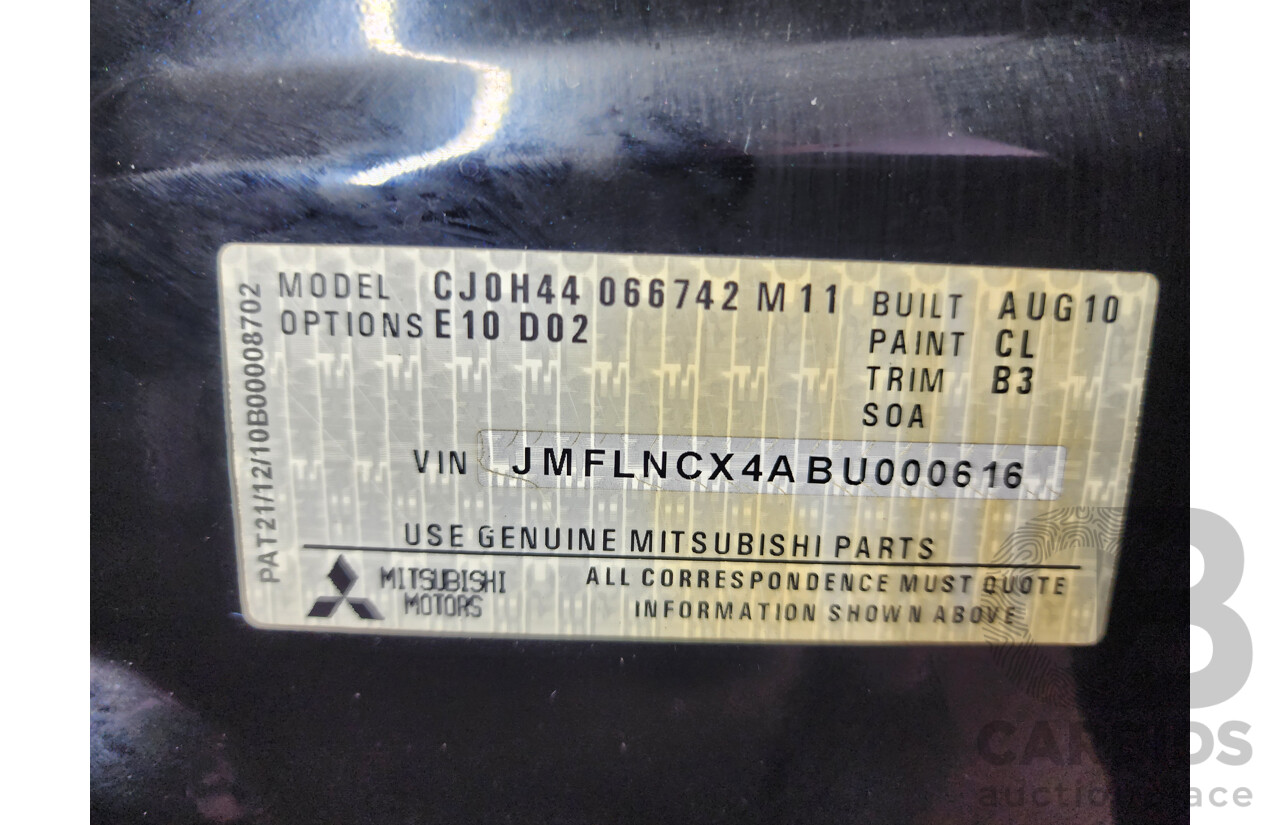 6/2011 Mitsubishi Lancer VR Sportback CJ MY10 5d Hatchback Black 2.0L