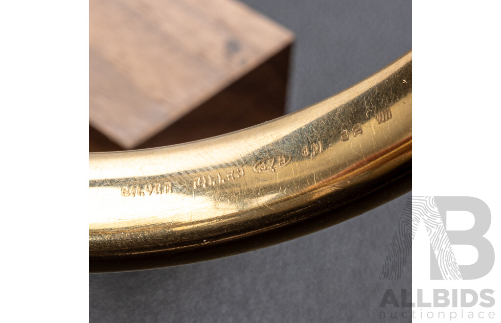 9ct Yellow Gold Copper Filled Round Flat Curve Bangle, 67mm, 63.01 Grams