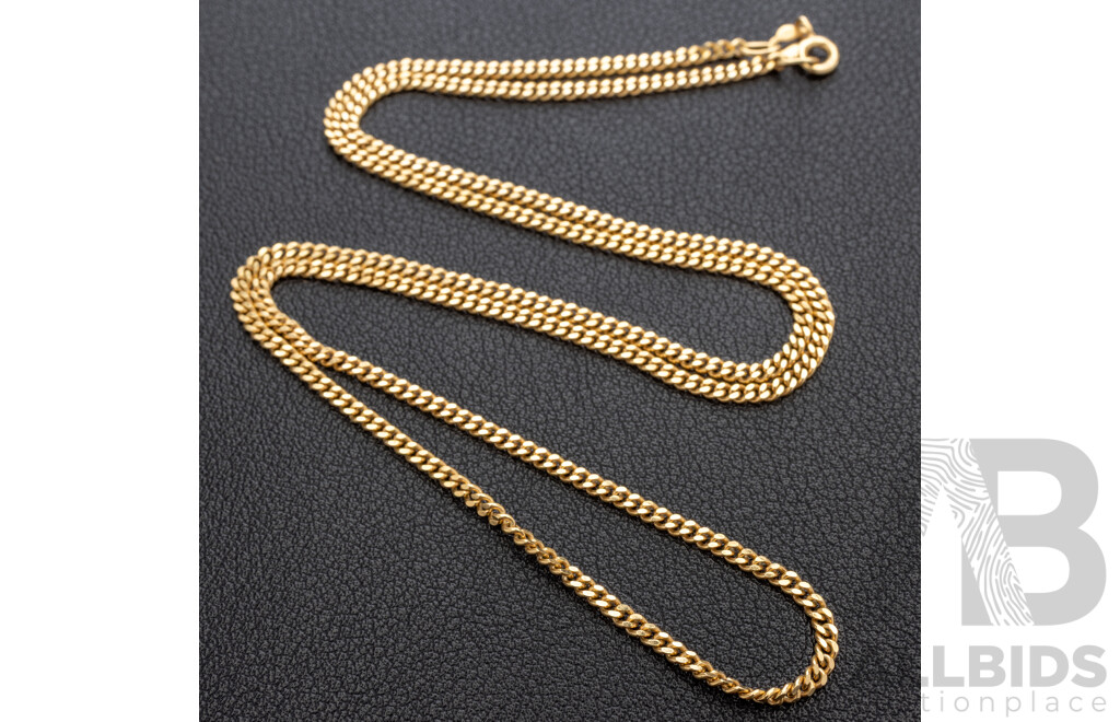 9ct Flat Curb Link Necklace, 55cm, 6.43 Grams
