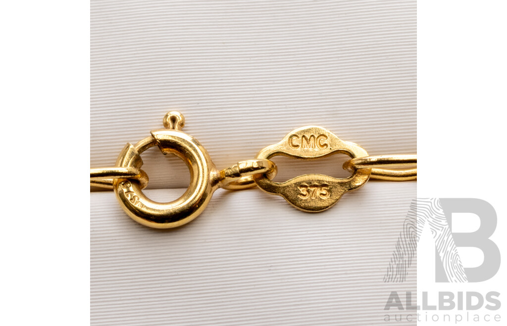 9ct Flat Curb Link Necklace, 55cm, 6.43 Grams
