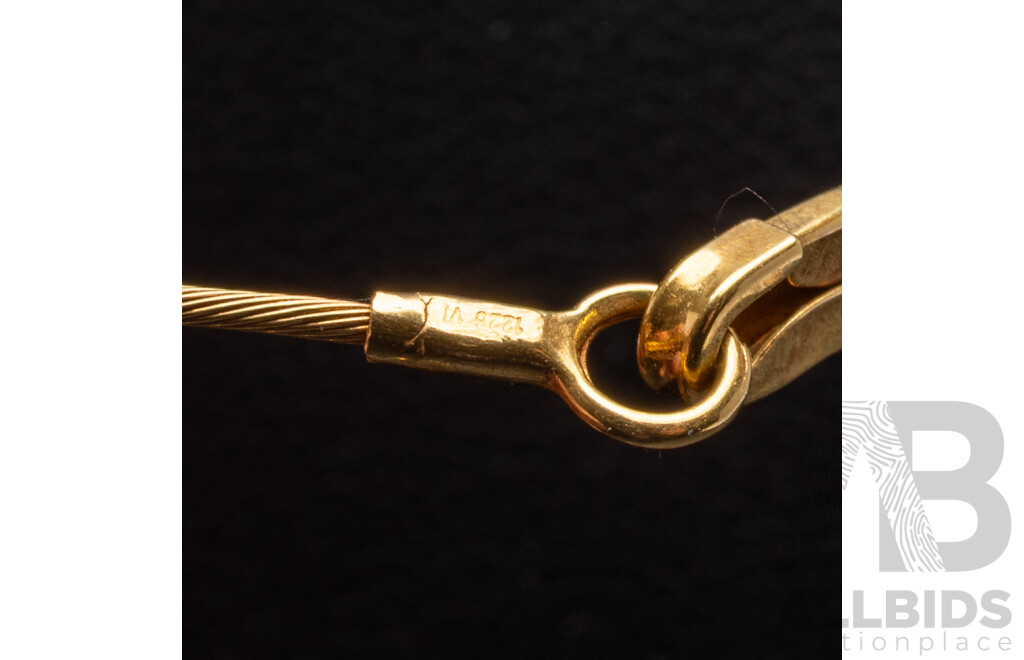 18ct Fine Gold Wire Omega Necklace with Diamond Set Floating Heart Pendant, TDW 0.03ct, 40cm, 5.0 Grams