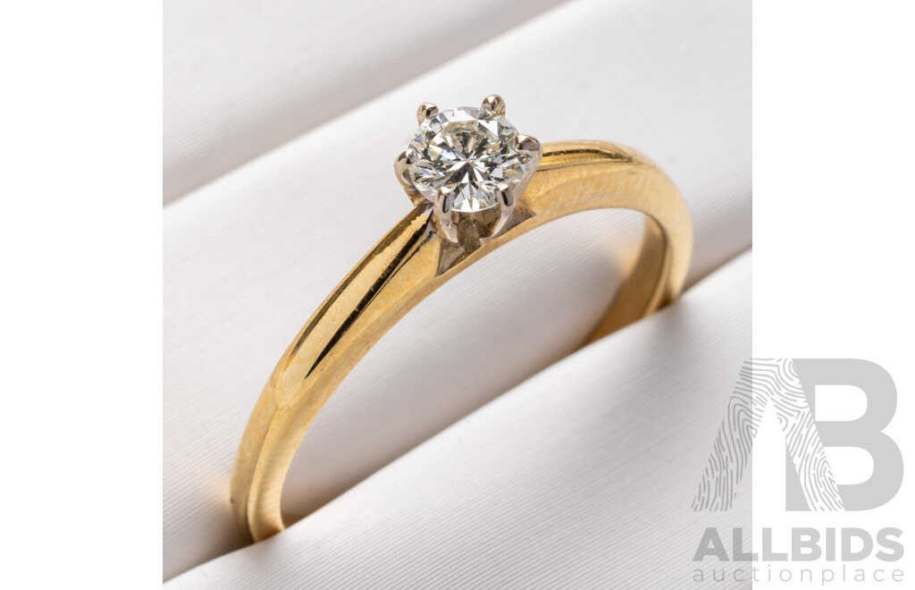 18ct Diamond Solitaire Engagement Ring, TDW 0.25ct, Size Q, 3.29 Grams