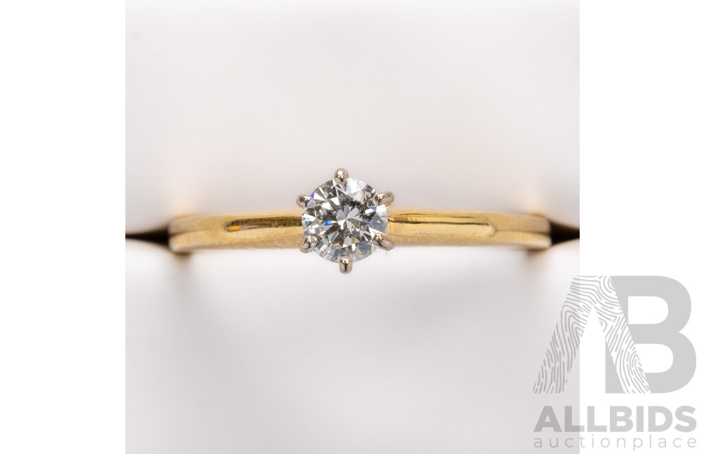18ct Diamond Solitaire Engagement Ring, TDW 0.25ct, Size Q, 3.29 Grams