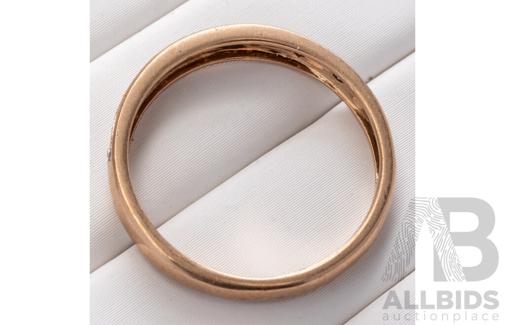 9ct Diamond Set Art Deco Style Band Ring, Est TDW 0.05ct, Size Q, 2.26 Grams