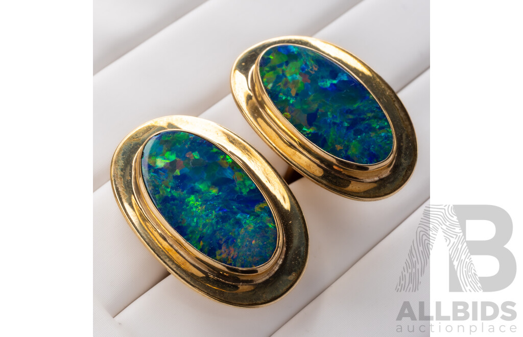9ct Vintage Opal Cuff Links, 28mm, 14.82 Grams