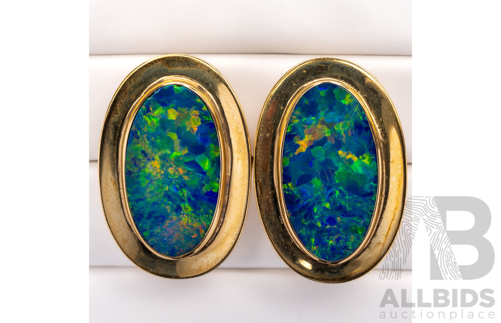 9ct Vintage Opal Cuff Links, 28mm, 14.82 Grams