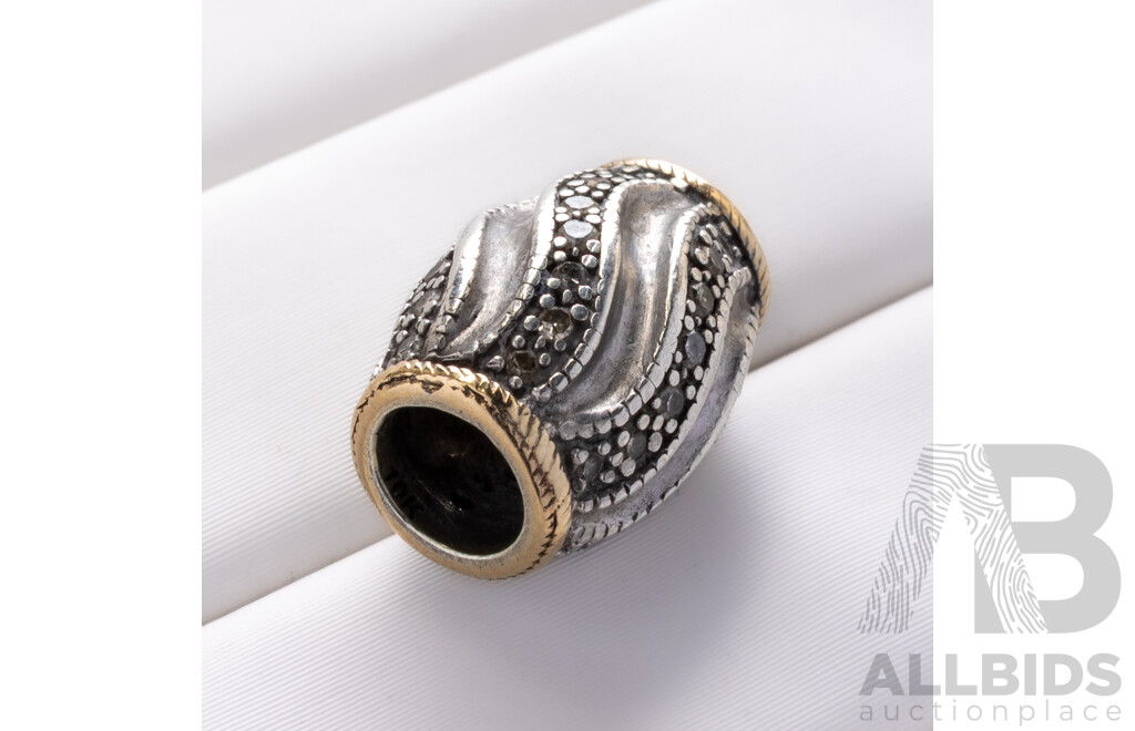 10ct Michael Hill Emma & Roe Diamond Set Bead Charm, Est TDW 0.15ct, Two Tone, 2.91 Grams