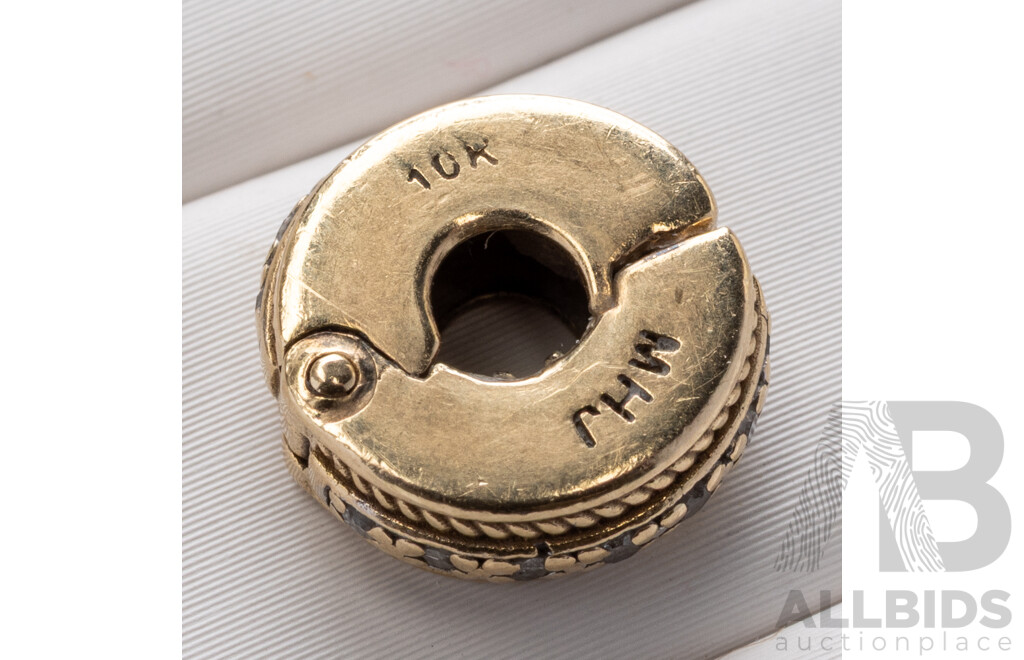 10ct Michael Hill Diamond Set Stopper Clip On Bead Charm, Est TDW 0.10ct, Two Tone, 1.84 Grams