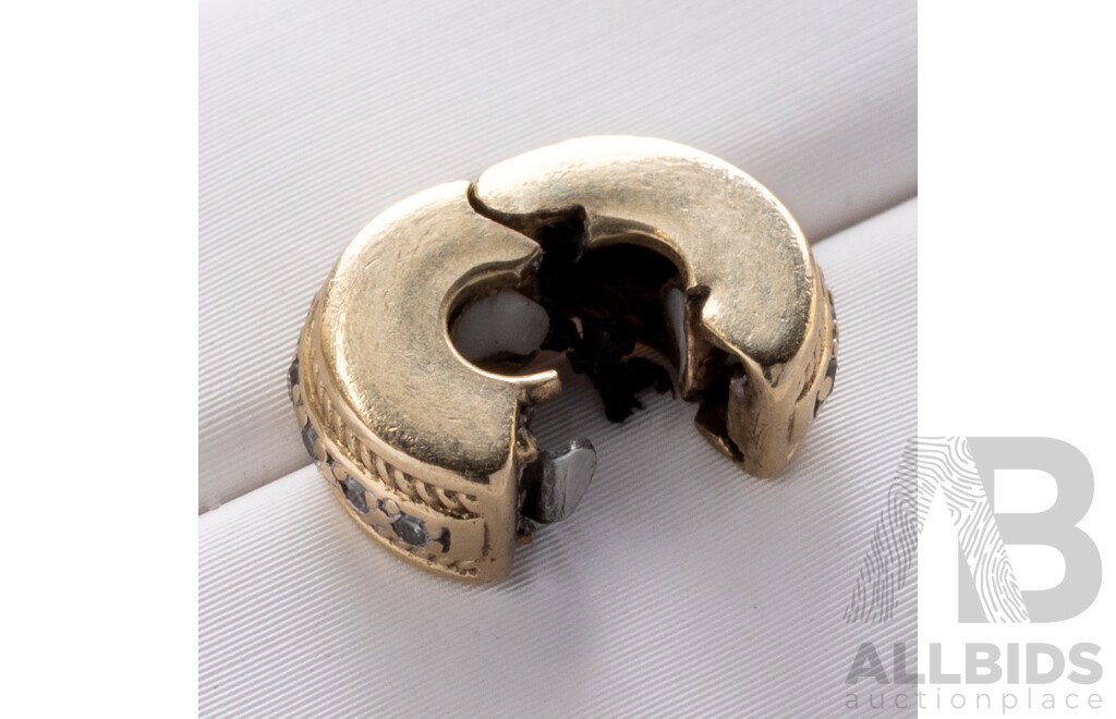 10ct Michael Hill Diamond Set Stopper Clip On Bead Charm, Est TDW 0.10ct, Two Tone, 1.96 Grams