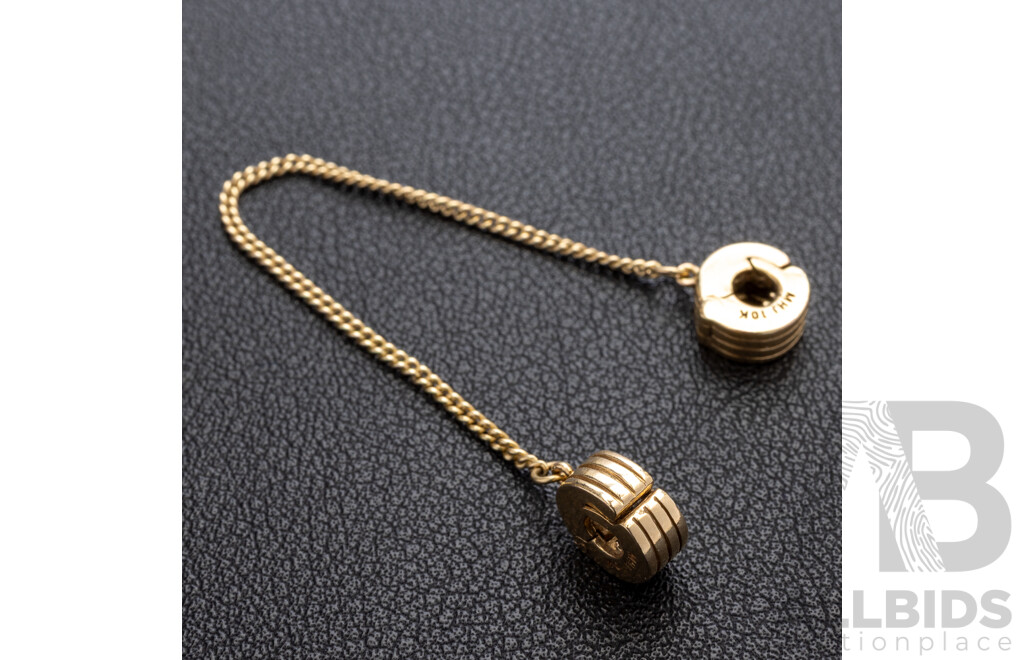 10ct Michael Hill Stopper Clip On safety chain double Bead Charm, 3.74 Grams