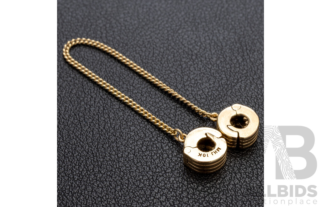 10ct Michael Hill Stopper Clip On safety chain double Bead Charm, 3.74 Grams