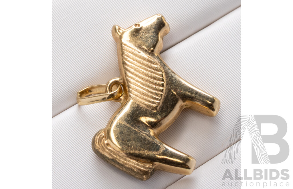 9ct Naive Style Horse Pendant/charm, 18mm Long, 0.84 Grams