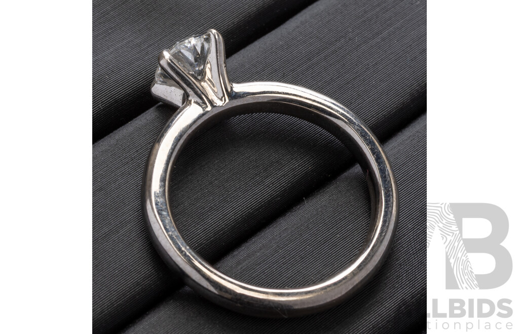 14ct White Gold Oval Cut IGI Certified Lab Grown Diamond Solitaire Engagement Ring, TDW 1.0ct, Size L1/2, 5.39 Grams