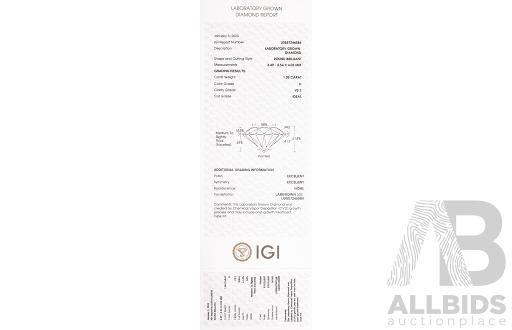 Michael Hill 14ct Lab Grown Diamond Engagement Ring, TDW 1.14ct, Size N, 2.58 Grams