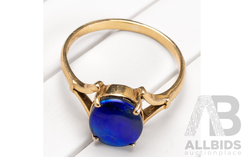 9ct Vintage Opal Doublet Ring, Size T, 2.87 Grams